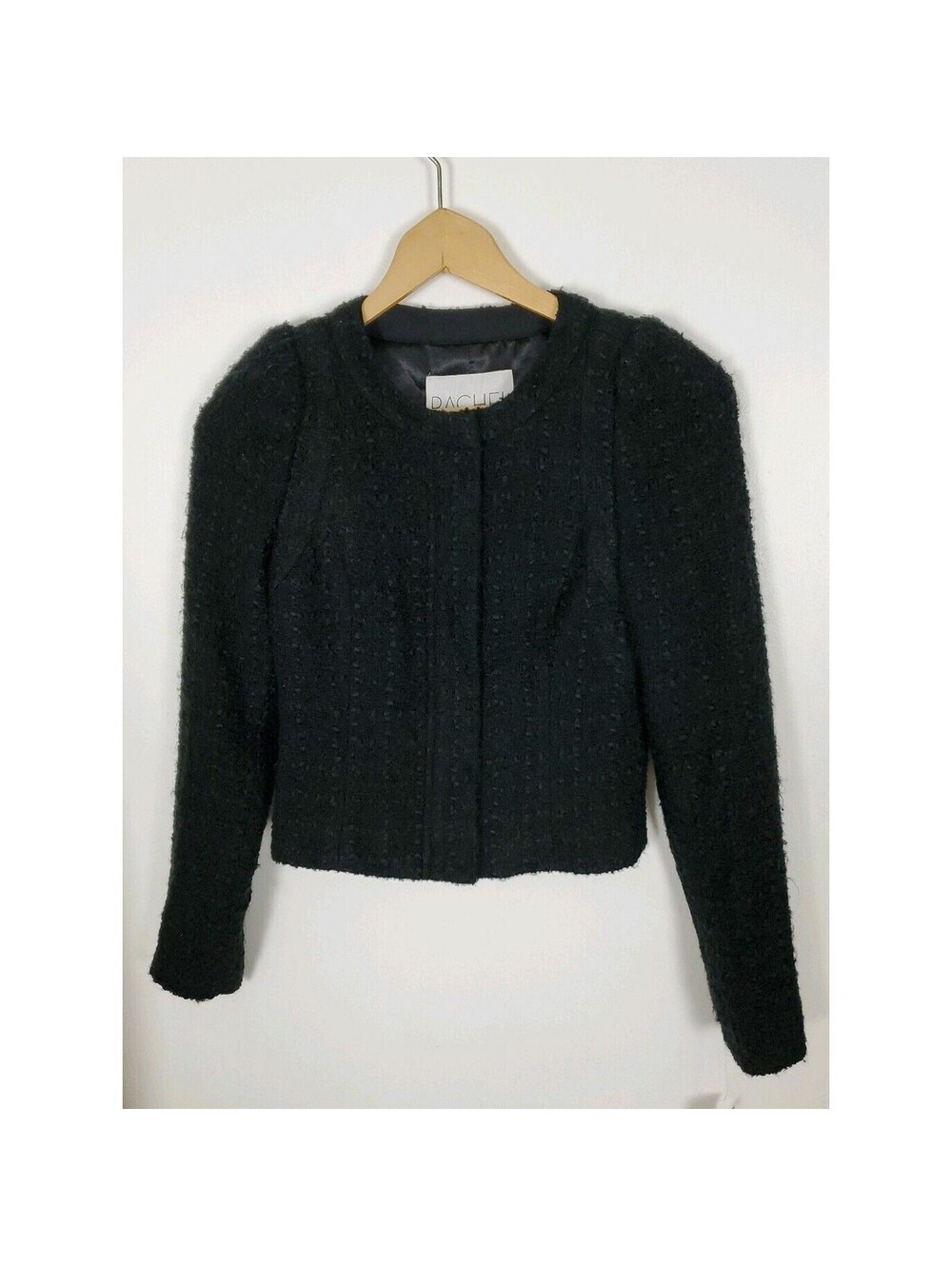 Rachel Roy Size 0 Black Blazer Jacket Zip Tweed New Shanghai Chic NWT